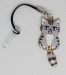 Phone Charms "Gray Tabby Cat Tail Dangle"