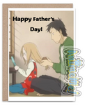 Greeting Card- Father Brushing Hair- Father's Day Card
