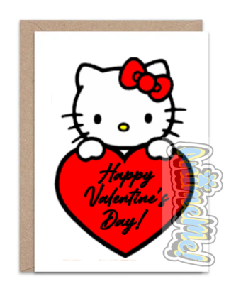 Greeting Card Hello Kitty Heart Valentine's Day Card